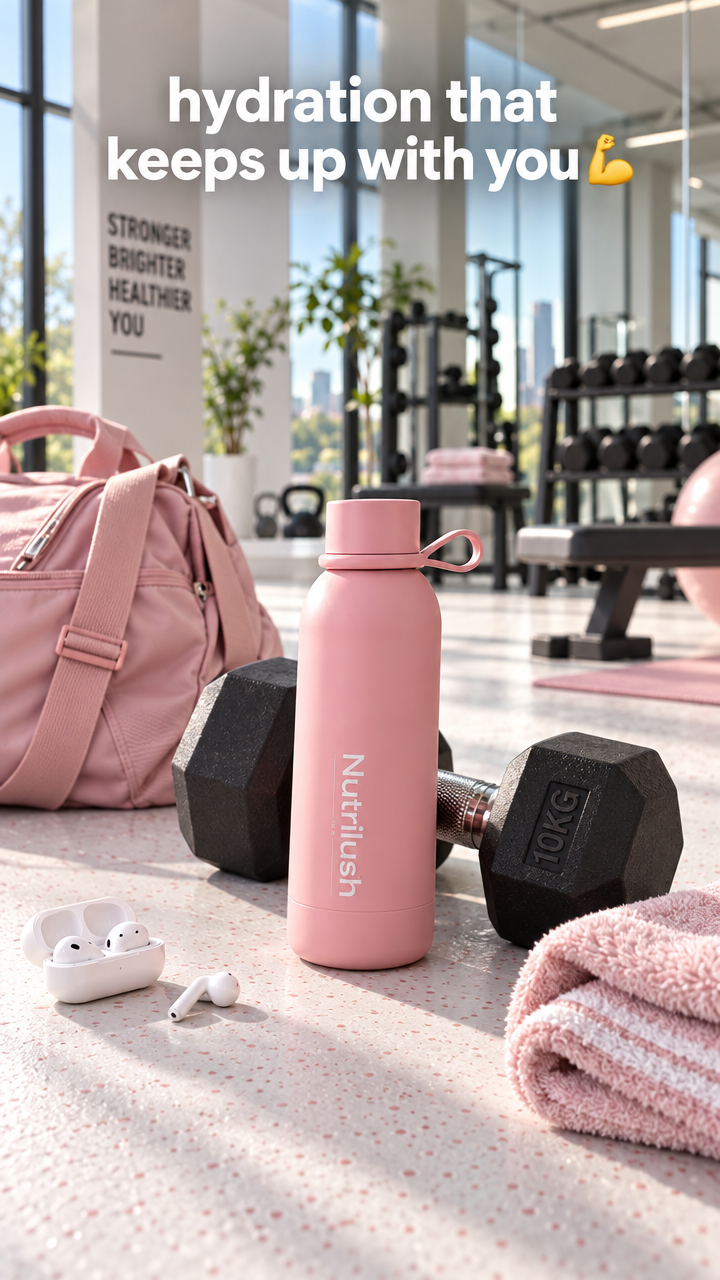 Nutrilush.Co Smart Travel Thermosfles 500 ml – RVS Vacuüm Geïsoleerde Drinkfles – Dubbelwandig en Lekvrij – Zwart