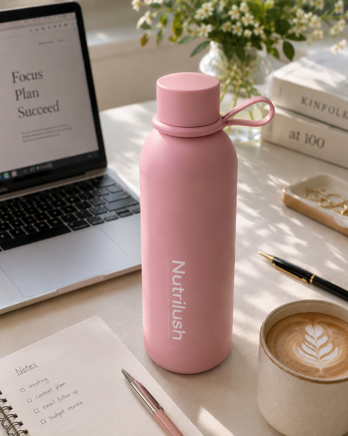 Nutrilush.Co Smart Travel Thermosfles 500 ml – RVS Vacuüm Geïsoleerde Drinkfles – Dubbelwandig en Lekvrij – Zwart