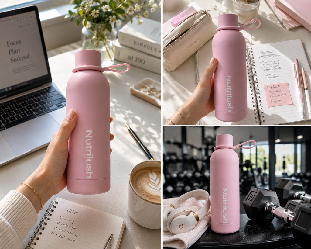 Nutrilush.Co Smart Travel Thermosfles 500 ml – RVS Vacuüm Geïsoleerde Drinkfles – Dubbelwandig en Lekvrij – Zwart